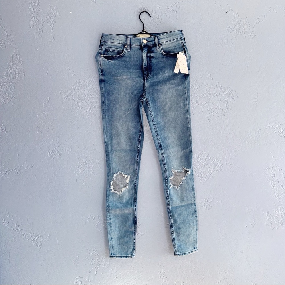 Free People High Rise Skinny in Turquoise Jeans Size 28